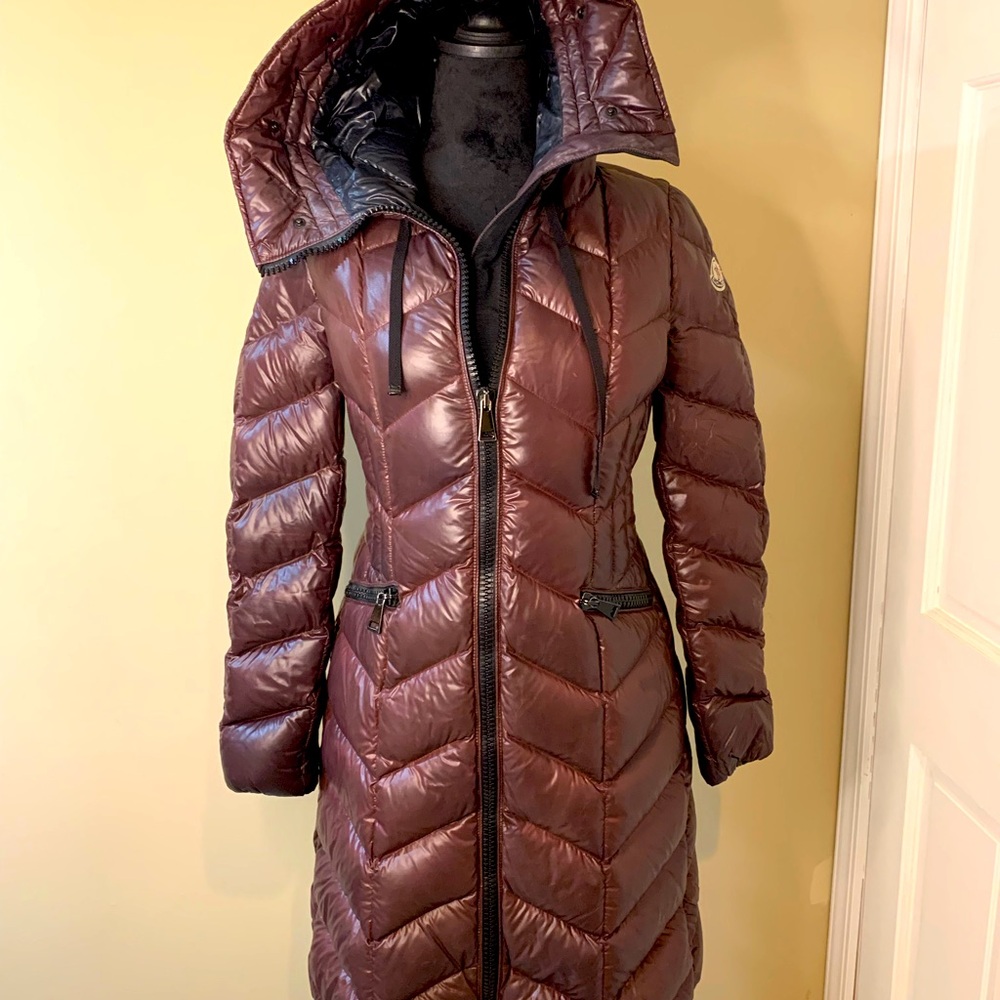 Moncler Women's Marus Down Brown Mid Length Coat Lightweight Size 1 (S)